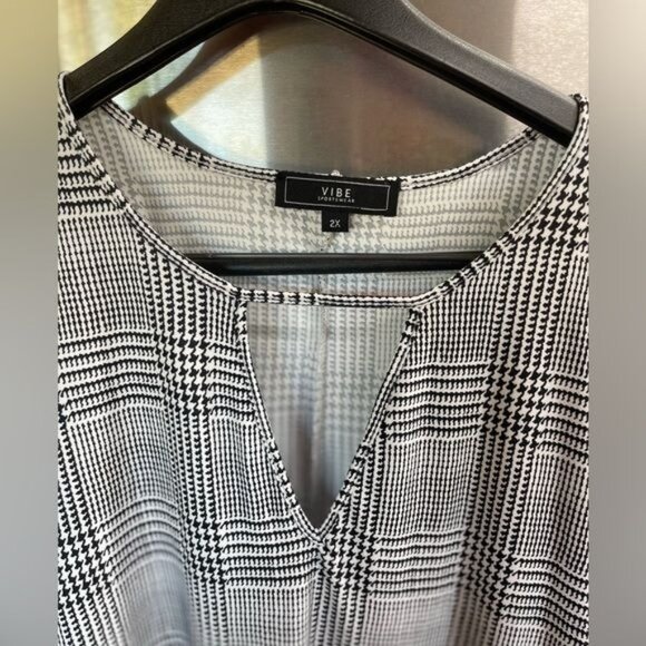 SHORT SLEEVE COVERUP women 2X dress VIBE SPORTSWEAR BLACK&WHITE ,A-Line Dress - Picture 2 of 5